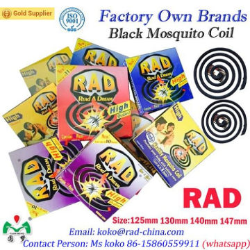 Rad Brand China Fabricante de exportación profesional Proveedor Alta calidad Fábrica Black Mosquito Coil Repelente Killer